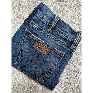 Wrangler Retro Slim Straight Leg Western Dark Wash Jeans Mens 34x30 (Tag 34x32)